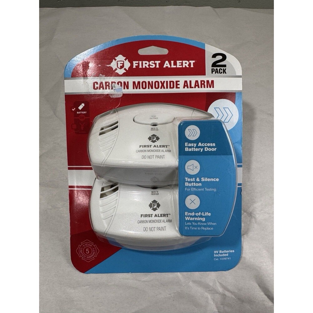 First Alert Carbon Monoxide Alarm 2-Pack 1039741, battery included model CO400